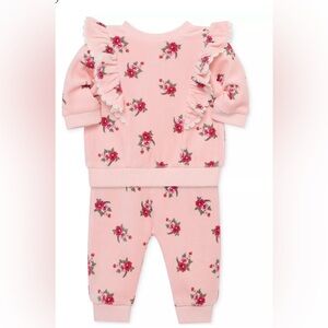 Little Me Ruffled Roses Velour Sweatshirt & Pants Set 12m